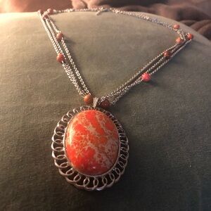 Mohave Orange Turquoise Necklace- 145A  $40 or $35 w/offer